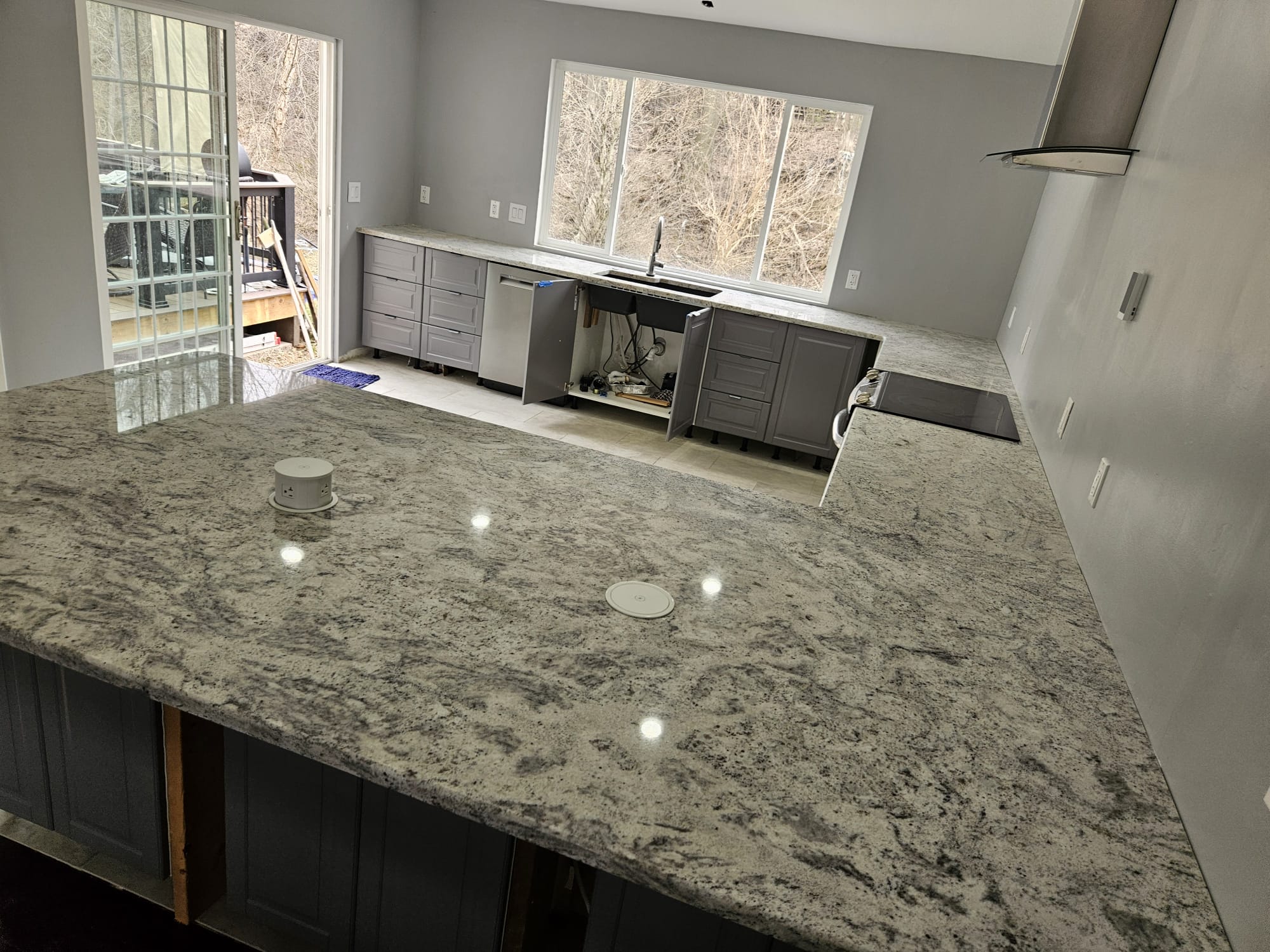 Quartz kitchen island